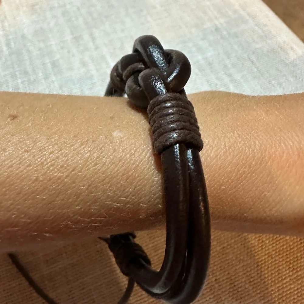 Handmade Brown Braided Bracelet Wrap for Men